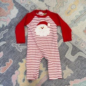 Knit Red and White Striped Santa Infant One Piece